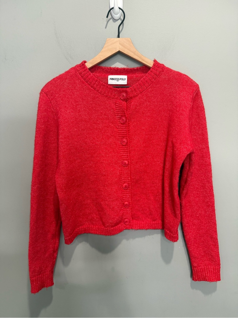 Princess Polly Red Cropped Button Cardigan Sweater S/M Coquette